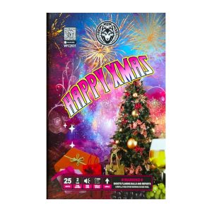 Happy Xmas 2 Inch Big Bangs 25 Shot Cake -Single