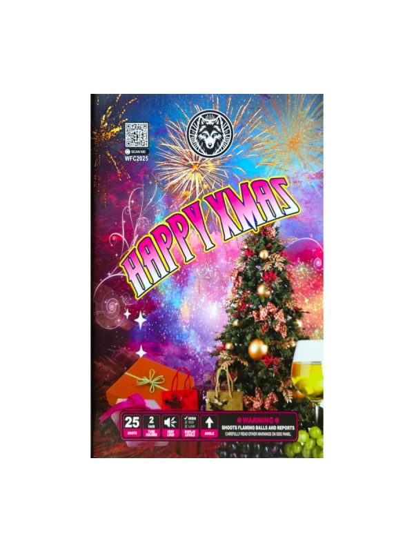 Happy Xmas 2 Inch Big Bangs 25 Shot Cake -Single