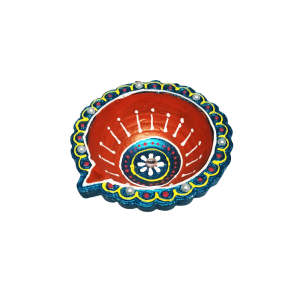 Decorated Fancy Clay Lamp/Diya – Round 10cm Painted (Single)