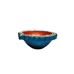 Alternative view of Decorated Fancy Clay Lamp/Diya – Round 10cm Painted (Single)
