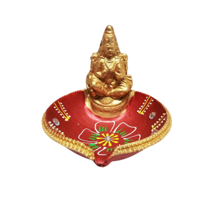 Laxmi Decorated Clay Lamp-Single