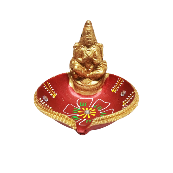 Laxmi Decorated Clay Lamp-Single