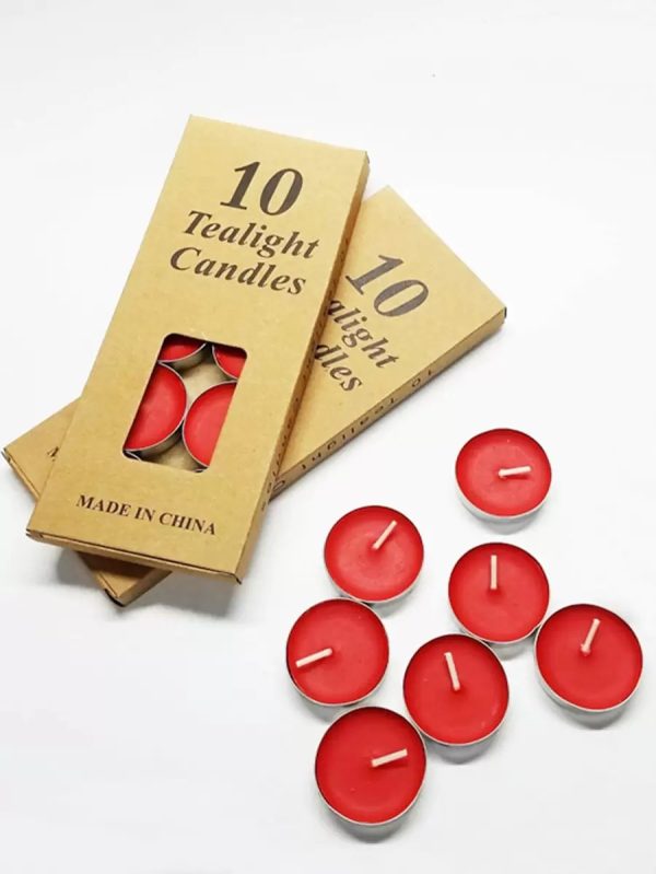 Tea Light Candles Red-Pack of 10 Pieces