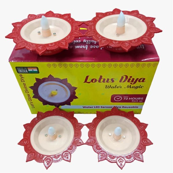 Lotus Water Led Diyas/Lamps with Water Sensor E-Diya-8 Pieces per Box - Image 4