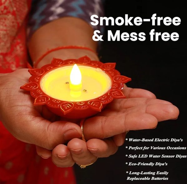 Lotus Water Led Diyas/Lamps with Water Sensor E-Diya-8 Pieces per Box - Image 5