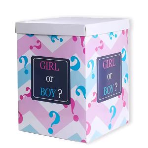 Gender Reveal Boy or Girl Box with 10 Piece Blue Latex Balloons