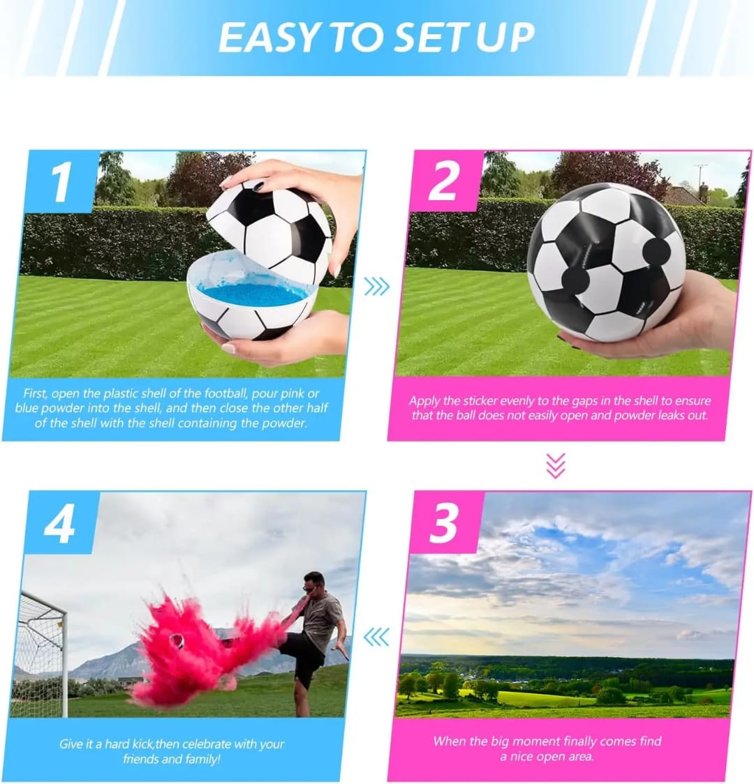 Gender Reveal Soccer Ball with Pink Powder - Image 6