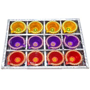 Clay Colour Lamps/Diyas-Pack of 12