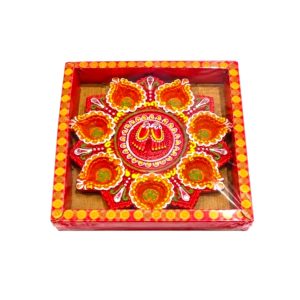 Laxmi Feet 7 Diya - 16cm by 16cm