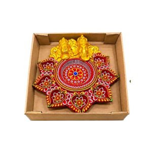 Ganesh Laxmi 7 Diya - 26cm by 26cm